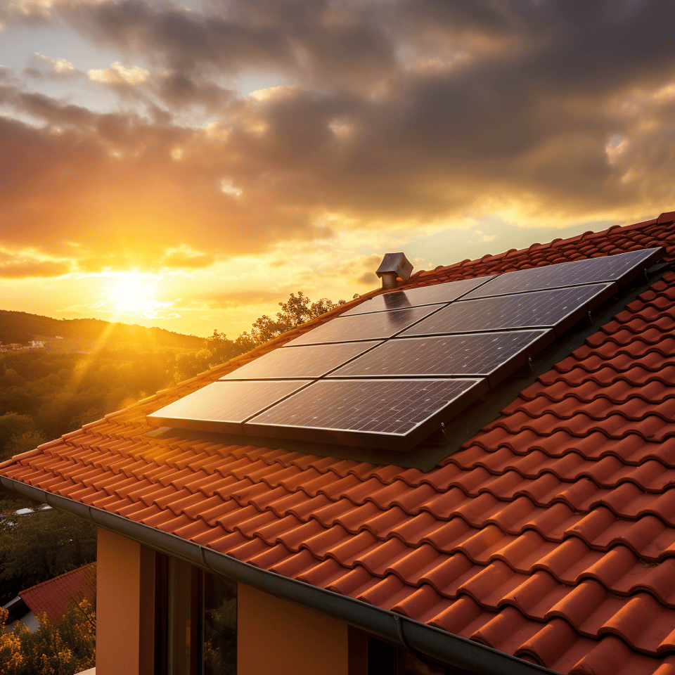 Image d'une maison de campagne avec des panneaux photovoltaïques